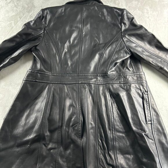 Jones New York Women Leather Jacket Size Large Long Sleeve Button Black - Picture 5 of 5